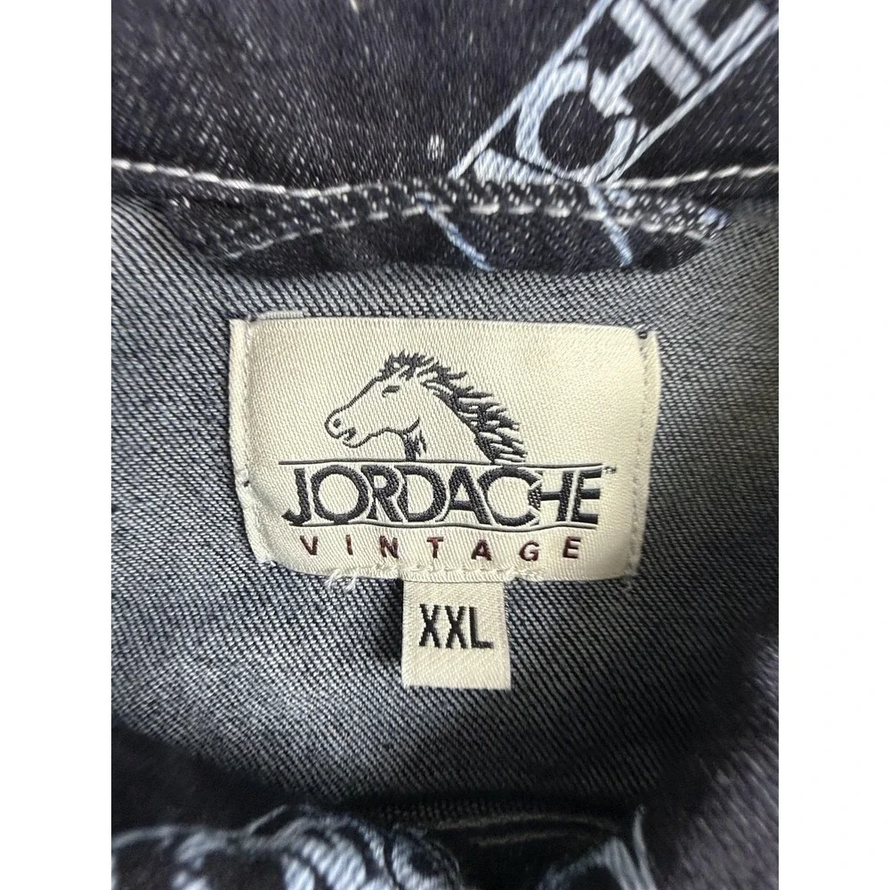 Jordache Jacket Womens XXL Dark Wash‎ Logo Stripe Denim Betty Crop Button Front